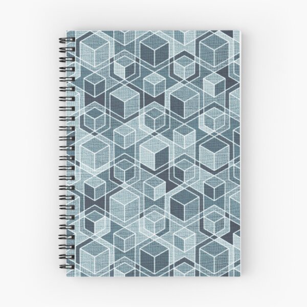 Item preview, Denim Blue Grey Woven Isometric Cubes  designed and sold by micklyn.