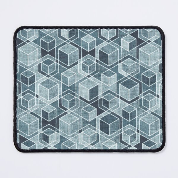 Item preview, Denim Blue Grey Woven Isometric Cubes  designed and sold by micklyn.