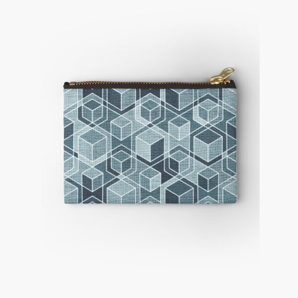 Item preview, Denim Blue Grey Woven Isometric Cubes  designed and sold by micklyn.