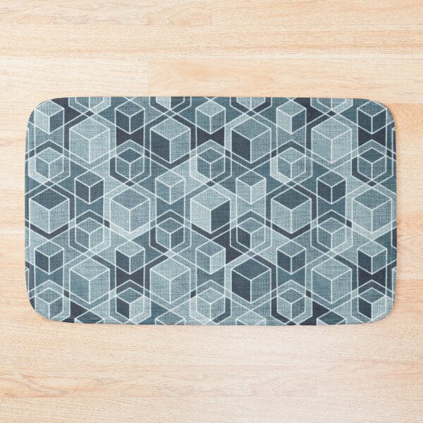 Item preview, Denim Blue Grey Woven Isometric Cubes  designed and sold by micklyn.