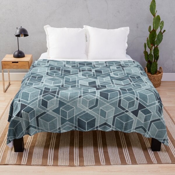 Item preview, Denim Blue Grey Woven Isometric Cubes designed and sold by micklyn.
