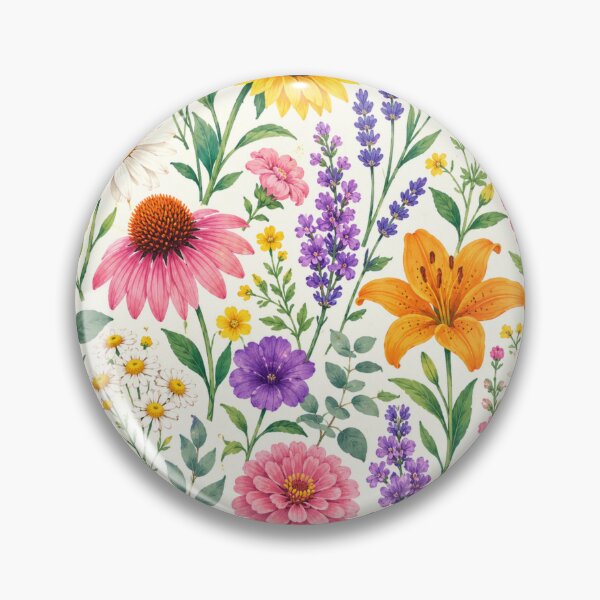 Item preview, Colorful Wildflower Botanical Pattern | Watercolor Meadow Flowers Illustration designed and sold by DreamPixelPrint.