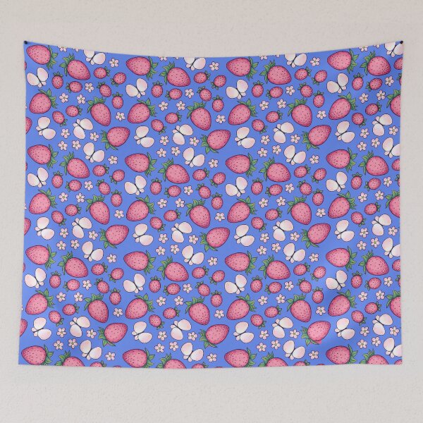 Item preview, Cute blue strawberry pattern  designed and sold by feannaart.