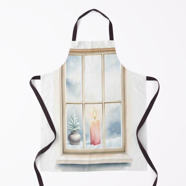 Item preview, Cozy Winter Window Candle and Tree Watercolor designed and sold by Vida e Arte.