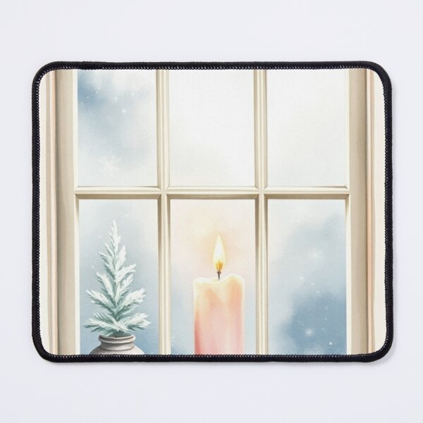 Item preview, Cozy Winter Window Candle and Tree Watercolor designed and sold by Vida e Arte.