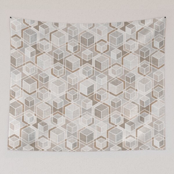 Item preview, Warm Neutral Linen Textured Hexagon Cubes  designed and sold by micklyn.