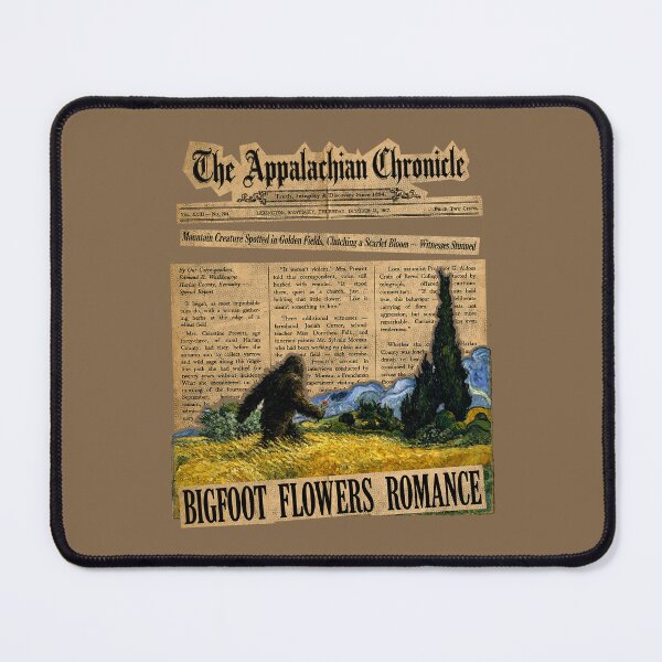 Item preview, The Appalachian Chronicle: Bigfoot Van Gogh Flowers Vintage Newspaper Art designed and sold by ARTIZIT.