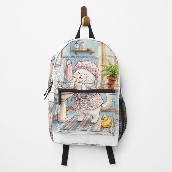 Item preview, Cute Cat in Bathrobe and Shower Cap designed and sold by AnnArtshock.