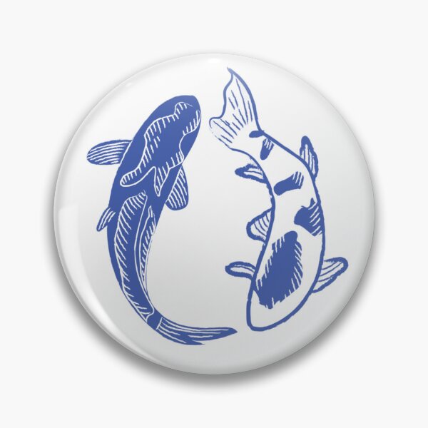 Item preview, Blue Koi Fish Yin Yang Illustration designed and sold by DailyDoodlesBySumbul.
