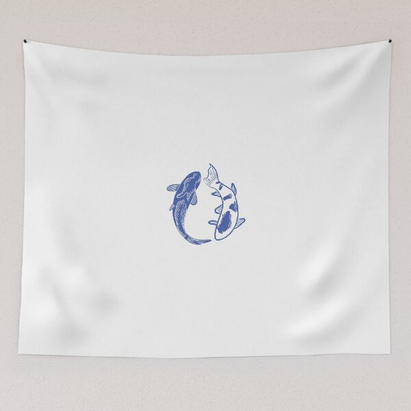 Item preview, Blue Koi Fish Yin Yang Illustration designed and sold by DailyDoodlesBySumbul.