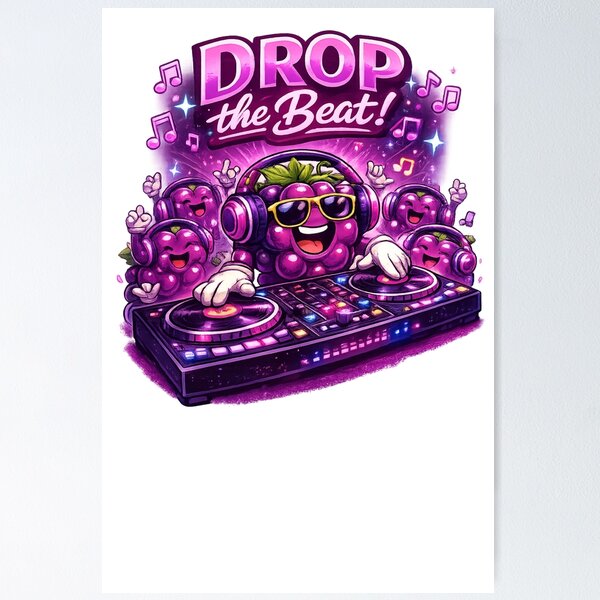 Item preview, Drop The Beat Funny DJ Grapes Party Music Fruit Design designed and sold by irfanshikh.
