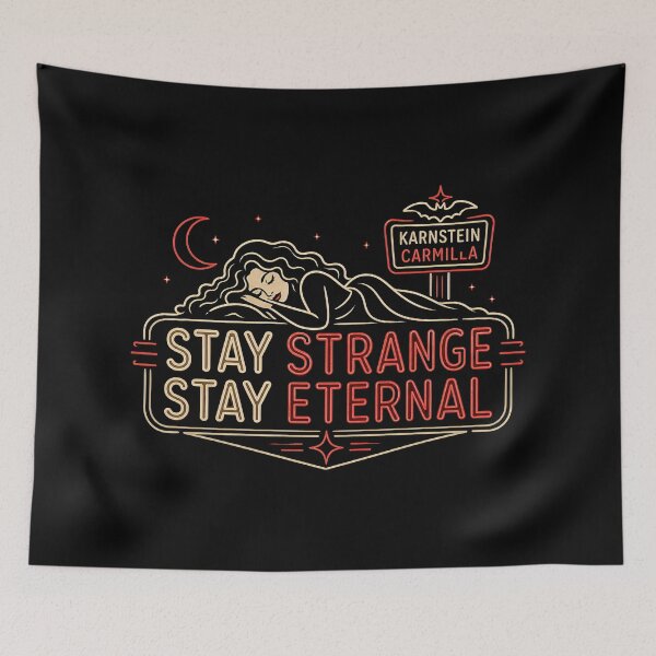 Item preview, Carmilla Stay Strange Stay Eternal Retro Neon Vampire Sign designed and sold by Fenay Designs.