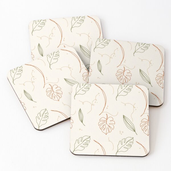 Artikelvorschau, Minimal Botanical pattern— Monstera Line Art Earth Tone Bathroom Decor Terracotta Sage Green Tropical Leaf Pattern entworfen und verkauft von gowalker.
