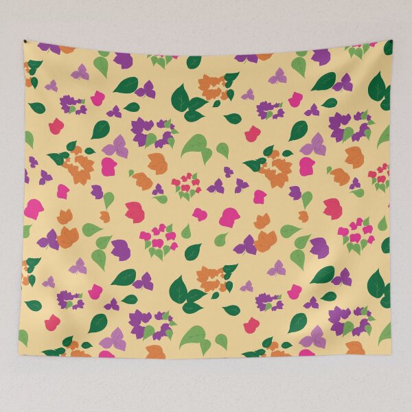 Item preview,  Summery Bougainvillea Scattered on Buttery Yellow designed and sold by Qousqoza7.
