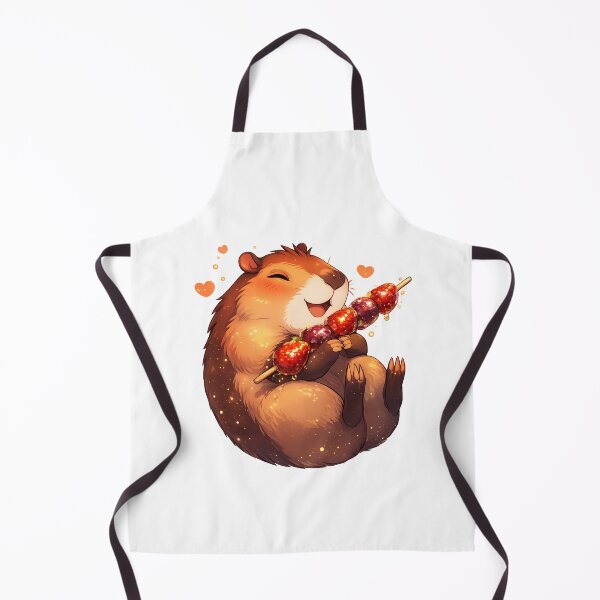 Item preview, Cute Kawaii Capybara Eating Strawberry Tanghulu Candy Sticker designed and sold by Dinaelsherkawy.