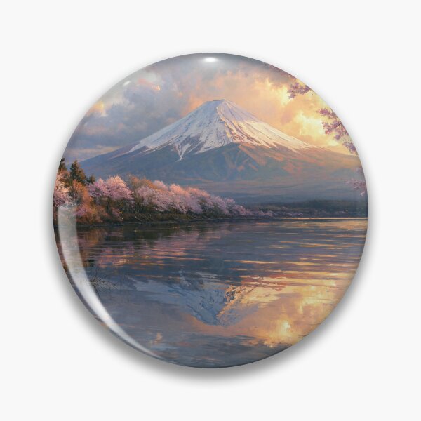 Item preview, Mount Fuji Reflection at Lake Kawaguchiko Cherry Blossoms | Japan Landscape Art Print | Wall Art designed and sold by Amber Sky Creations.