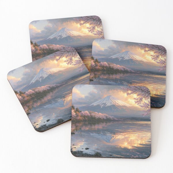 Item preview, Mount Fuji Reflection at Lake Kawaguchiko Cherry Blossoms | Japan Landscape Art Print | Wall Art designed and sold by Amber Sky Creations.