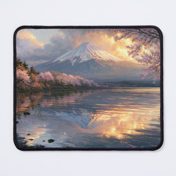 Item preview, Mount Fuji Reflection at Lake Kawaguchiko Cherry Blossoms | Japan Landscape Art Print | Wall Art designed and sold by Amber Sky Creations.