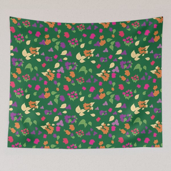 Item preview, Summery Bougainvillea Scattered on Forest Green designed and sold by Qousqoza7.