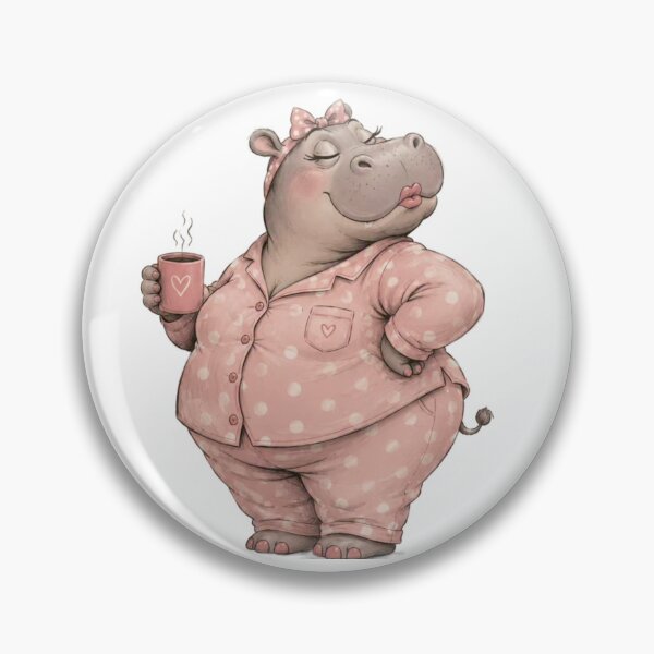 Item preview, Cute Hippo in Pajamas Illustration designed and sold by DailyDoodlesBySumbul.