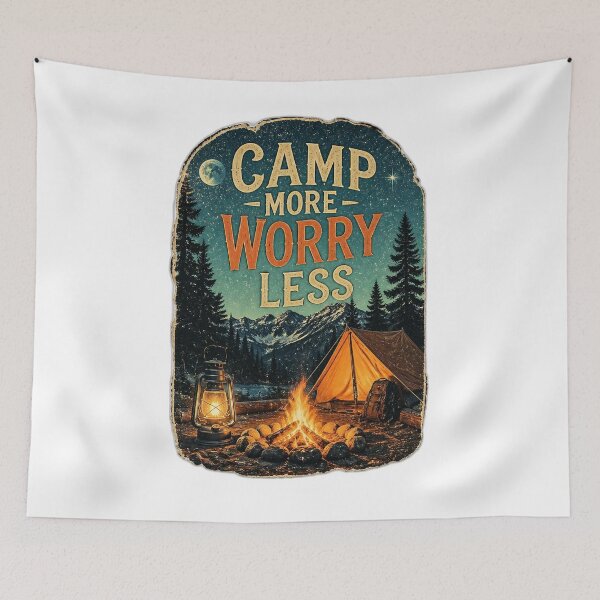 Item preview, Campfire Nights & Mountain Views – Vintage Camping T-Shirt designed and sold by MJ-by-Dharan.