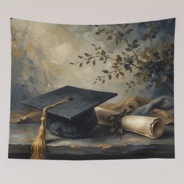 Item preview, Graduation Cap and Diploma Oil Painting designed and sold by Pioneer Spirit Market.