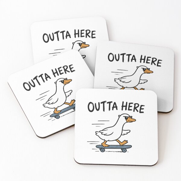 Item preview, Outta Here – Funny Skateboarding Duck with Sunglasses  designed and sold by cladeart.