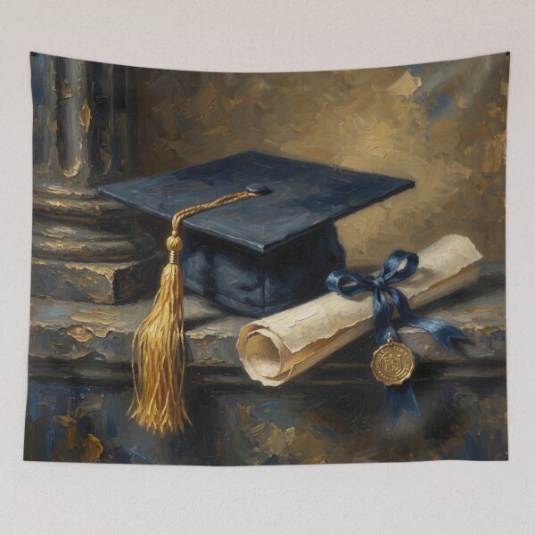 Item preview, Graduation Cap Diploma Oil Painting designed and sold by Pioneer Spirit Market.