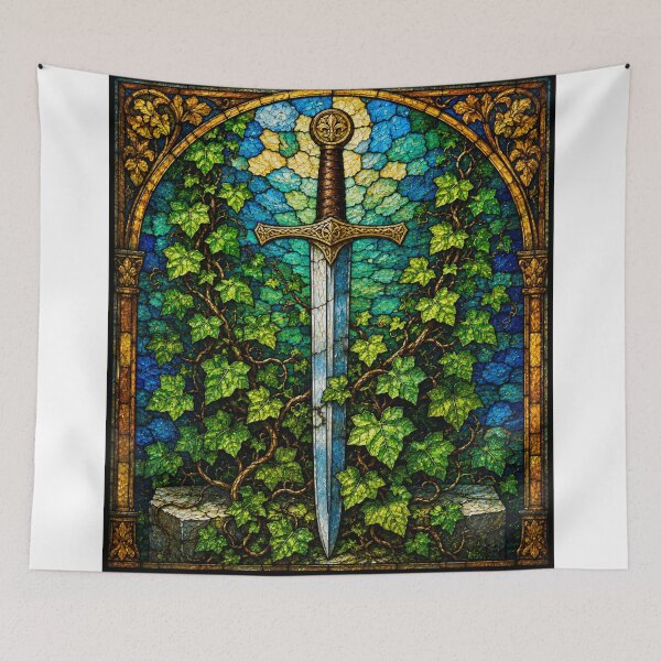 Item preview, Medieval Sword and Ivy – Stained Glass Fantasy designed and sold by Karszul.