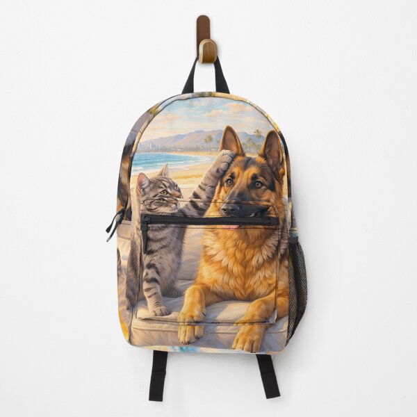 Item preview, Best Friends - Dog and Cat On The Summer Beach designed and sold by M-Y-A-R-T-.