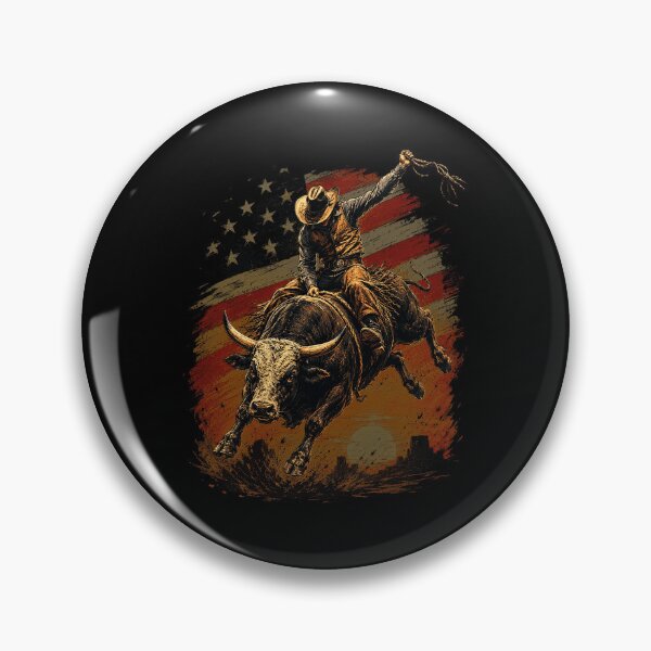 Item preview, Rodeo Rider Bull Retro Patriotic Cowboy USA Flag designed and sold by OlakunleOloroz.