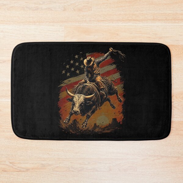 Item preview, Rodeo Rider Bull Retro Patriotic Cowboy USA Flag designed and sold by OlakunleOloroz.