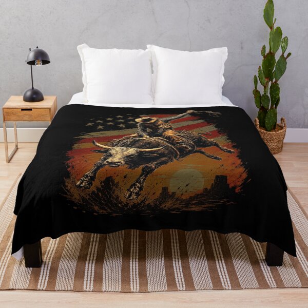Item preview, Rodeo Rider Bull Retro Patriotic Cowboy USA Flag designed and sold by OlakunleOloroz.
