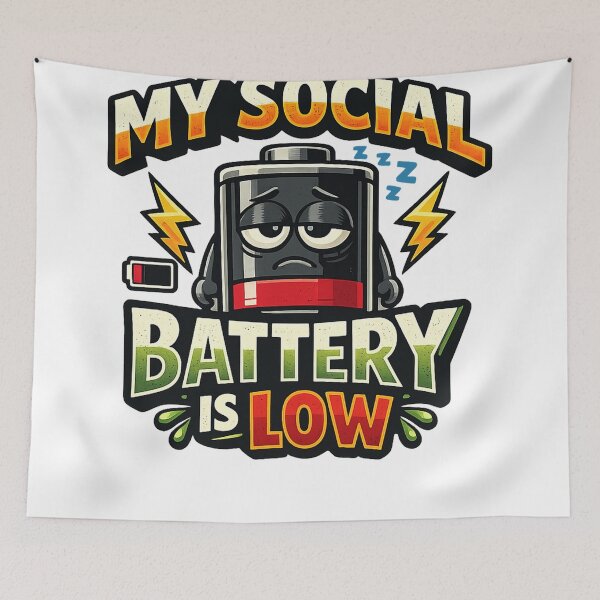 Item preview, My Social Battery Is Low T-Shirt | Funny Introvert Battery Graphic Tee designed and sold by CreativeNest Prints.