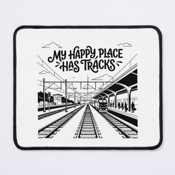 Item preview, My Happy Place Has Tracks | Funny Train Lover Railroad Gift designed and sold by Sekla-Studio.
