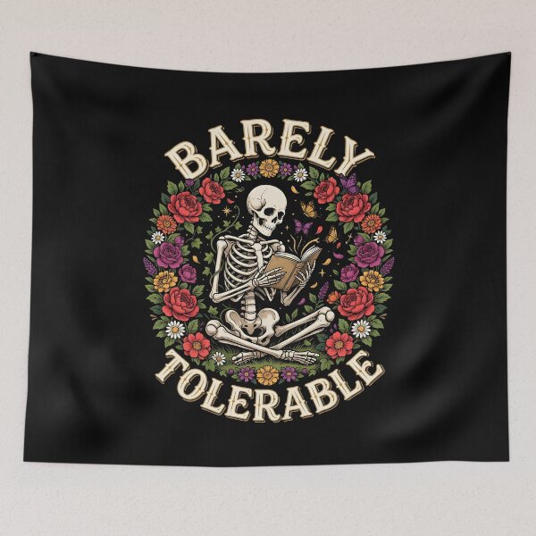 Item preview, Barely Tolerable Book Lover Quote with Floral Bookish Aesthetic designed and sold by Redgiant87x.