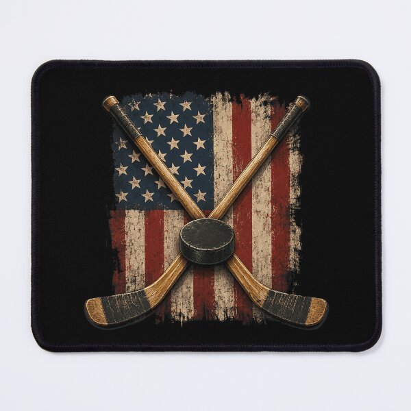 Item preview, USA Flag Hockey Stick Ice Hockey Patriotic American Flag designed and sold by OlakunleOloroz.