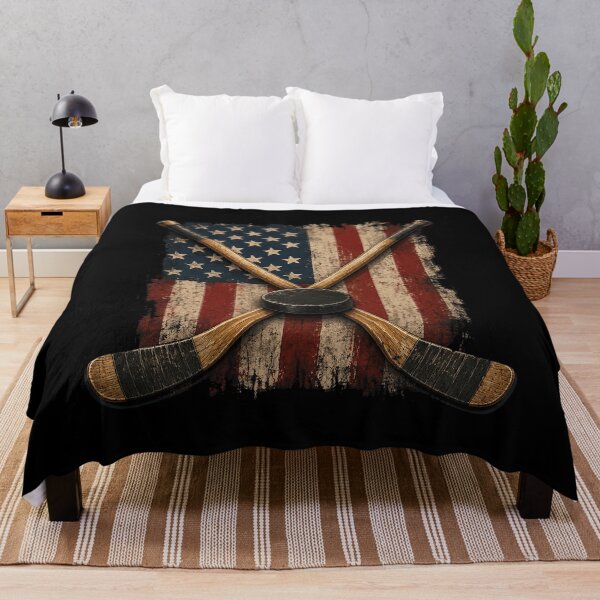 Item preview, USA Flag Hockey Stick Ice Hockey Patriotic American Flag designed and sold by OlakunleOloroz.