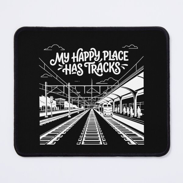 Item preview, My Happy Place Has Tracks | Funny Train Lover Railroad Gift - White designed and sold by Sekla-Studio.