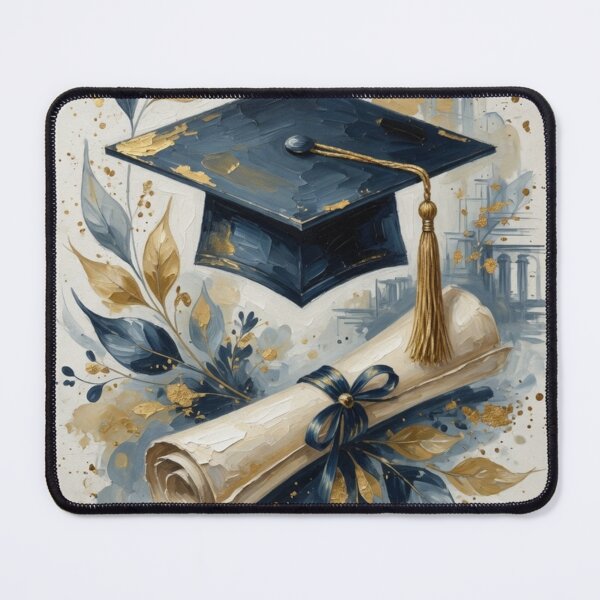 Item preview, Graduation Cap and Diploma Elegant Illustration designed and sold by Pioneer Spirit Market.