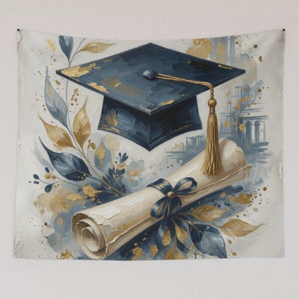 Item preview, Graduation Cap and Diploma Elegant Illustration designed and sold by Pioneer Spirit Market.