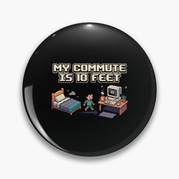 Item preview, My Commute Is 10 Feet Retro Pixel Art Remote Work designed and sold by Fenay Designs.