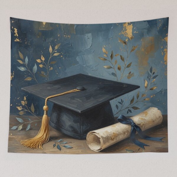 Item preview, Graduation Cap and Diploma Oil Painting designed and sold by Pioneer Spirit Market.