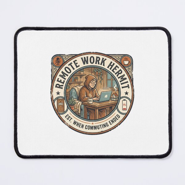 Item preview, Remote Work Hermit Est When Commuting Ended Badge designed and sold by Fenay Designs.
