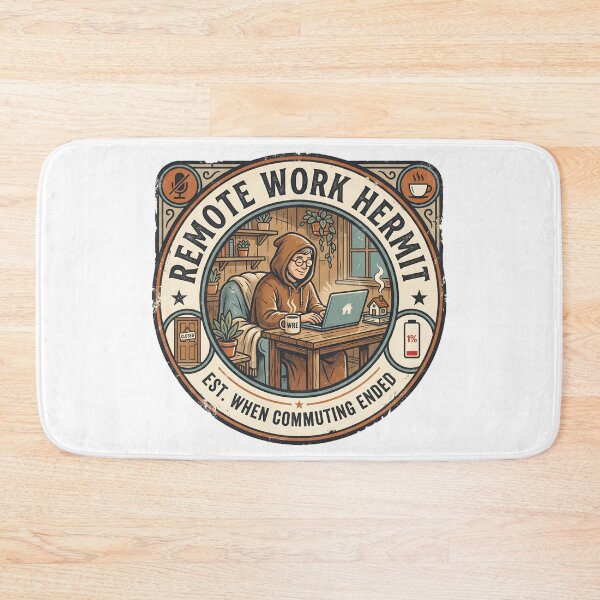 Item preview, Remote Work Hermit Est When Commuting Ended Badge designed and sold by Fenay Designs.