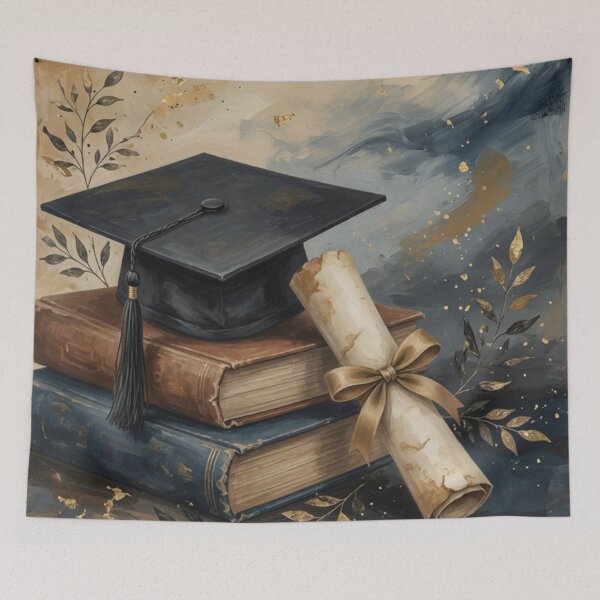 Item preview, Graduation Cap Diploma Books Elegant Art designed and sold by Pioneer Spirit Market.