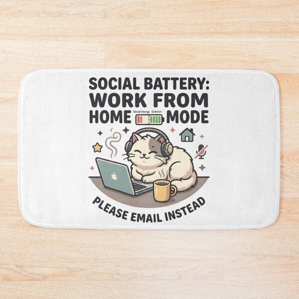Item preview, Social Battery Work From Home Mode Please Email Instead Cat designed and sold by Fenay Designs.