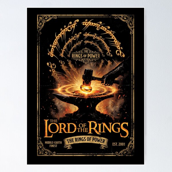 Item preview, Lord of the Rings The Forging of the Rings Poster designed and sold by Senpaiwaves.
