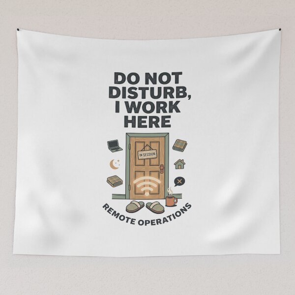 Artikelvorschau, Bitte nicht stören, ich arbeite hier, Remote Operations, Home-Office-Schild, Kunst entworfen und verkauft von Fenay Designs.