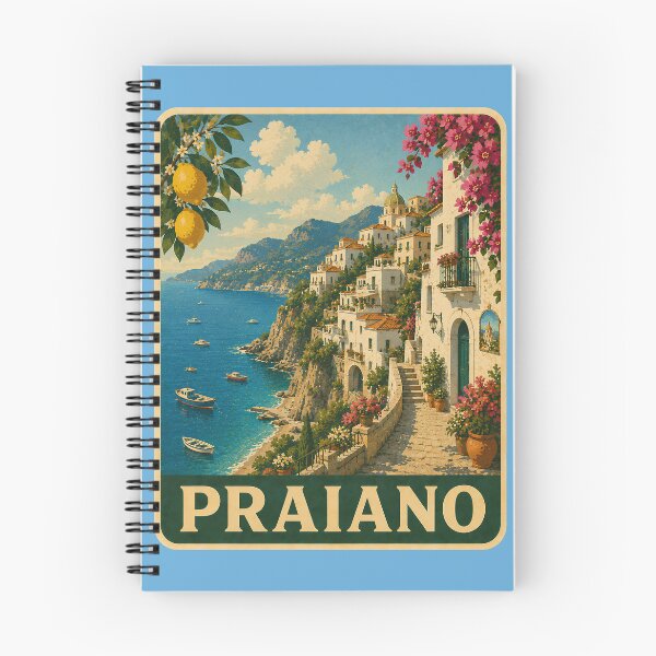 Item preview, Praiano Italy | Amalfi Coast Art | Mediterranean Coastal Illustration designed and sold by Passegiata Prints.